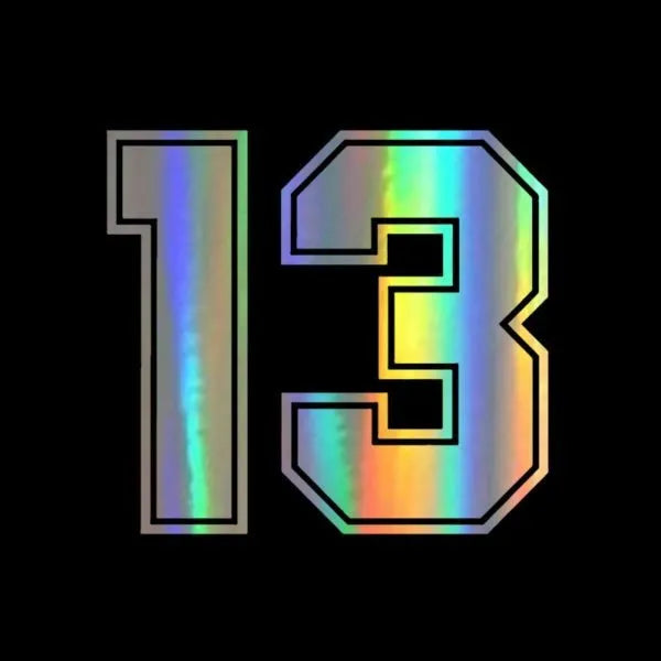 Number 13 funny automobile sticker in black, 15cm, PET material, designed for car rear window