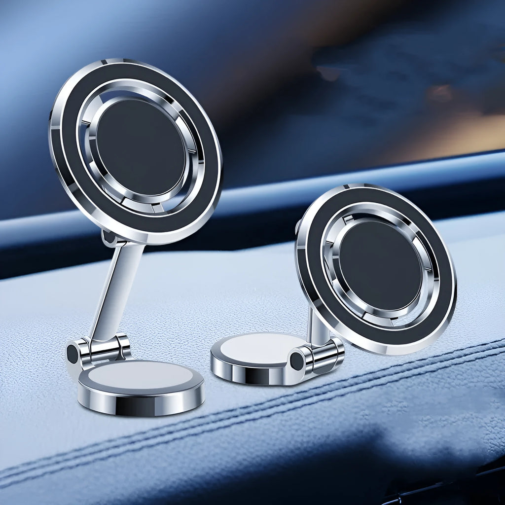 Car mobile phone holder with clip fixation and 360 degree rotating bracket on centre console