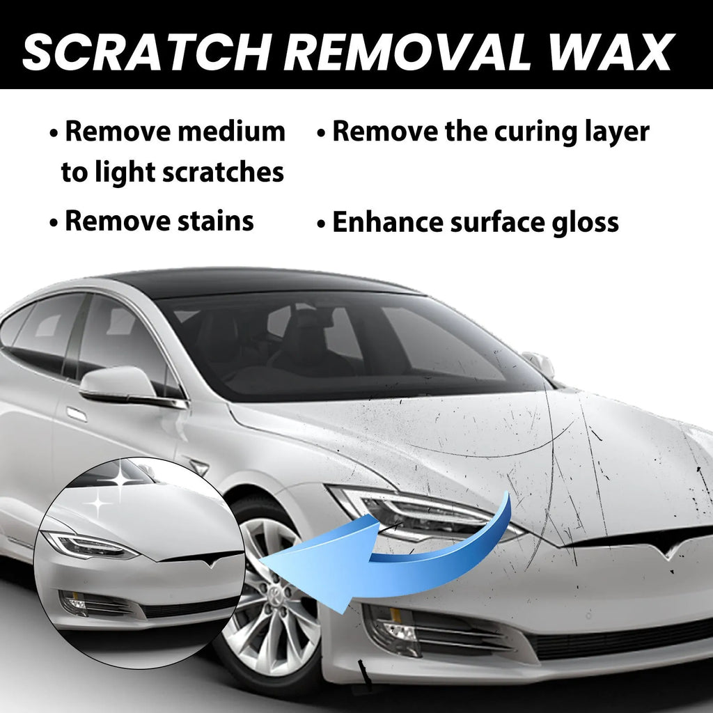 120ml car scratch wax tub with sponge and towel for paint polishing.