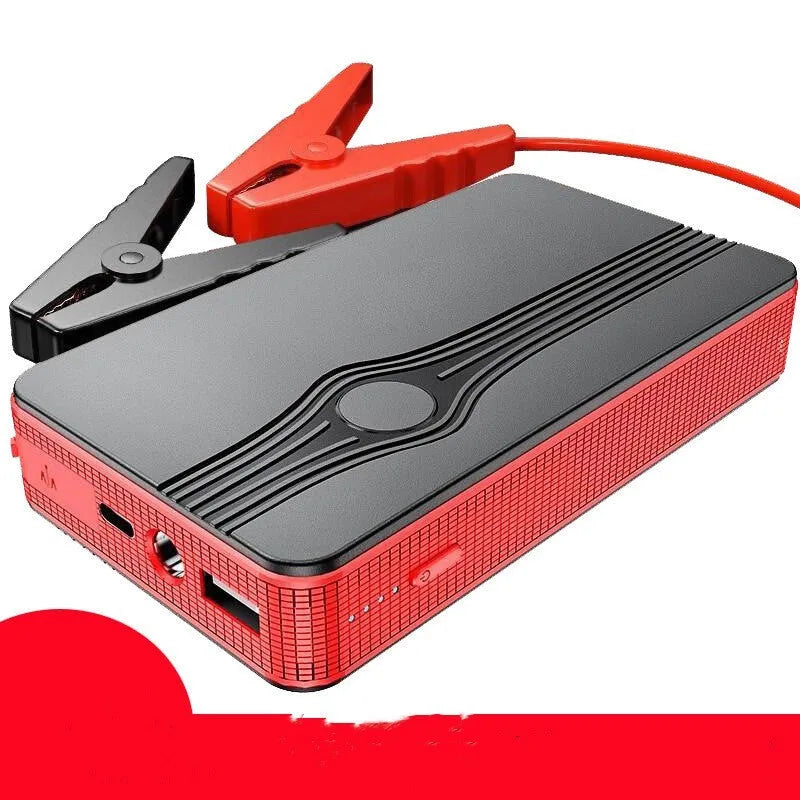 Red K4-E automobile emergency jump starter and portable power bank with USB port.