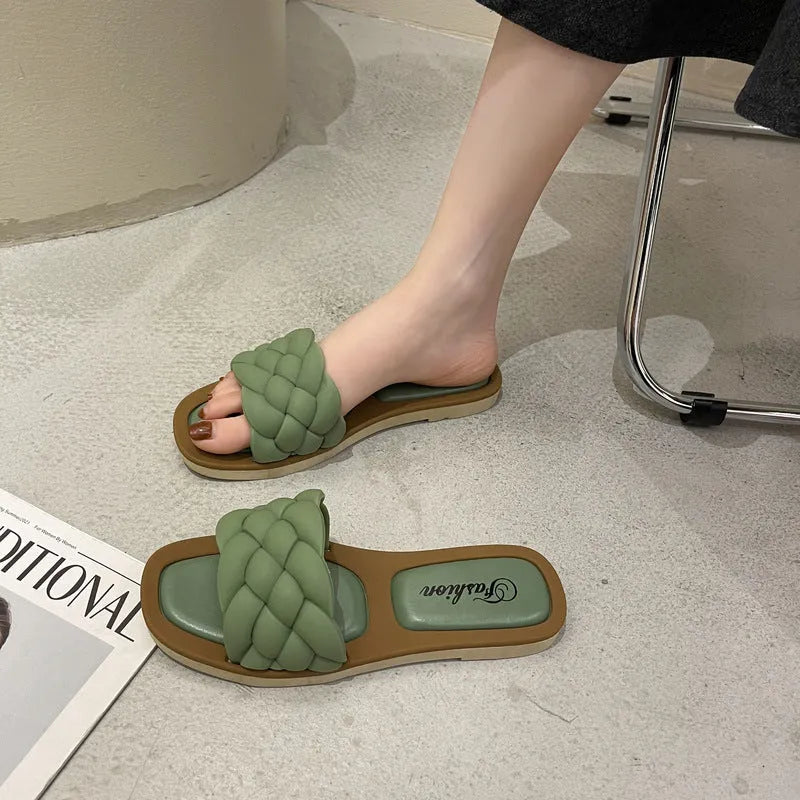 Women's plaid pattern beach sandals with thick anti-skid PVC soles in multiple colour options