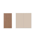 Kraft paper travel diary notebook open on a table, 110x210mm, with saddle stitching and lined interior pages