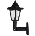 Black hexagonal solar wall lamp with automatic light sensor for outdoor installation