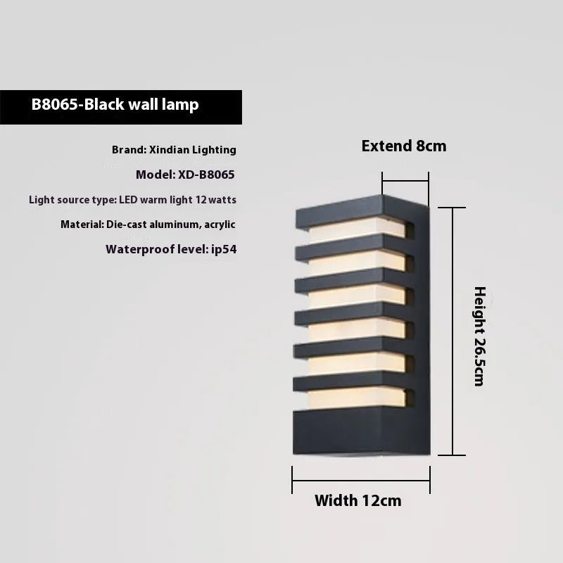 Simple outdoor wall lamp with aluminium PC shell, IP65 rated, 18W, warm white or pure white light, for balcony stairs garden exterior