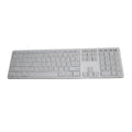 White wireless Bluetooth keyboard with 109 keys and three-key zone design