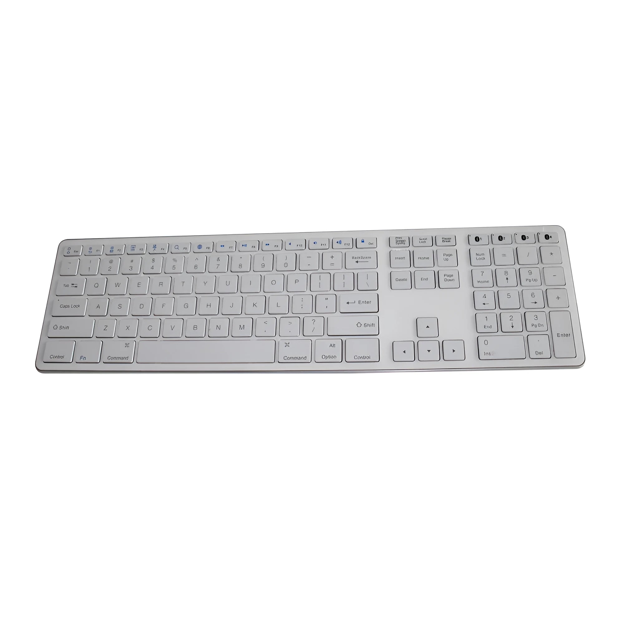White wireless Bluetooth keyboard with 109 keys and three-key zone design