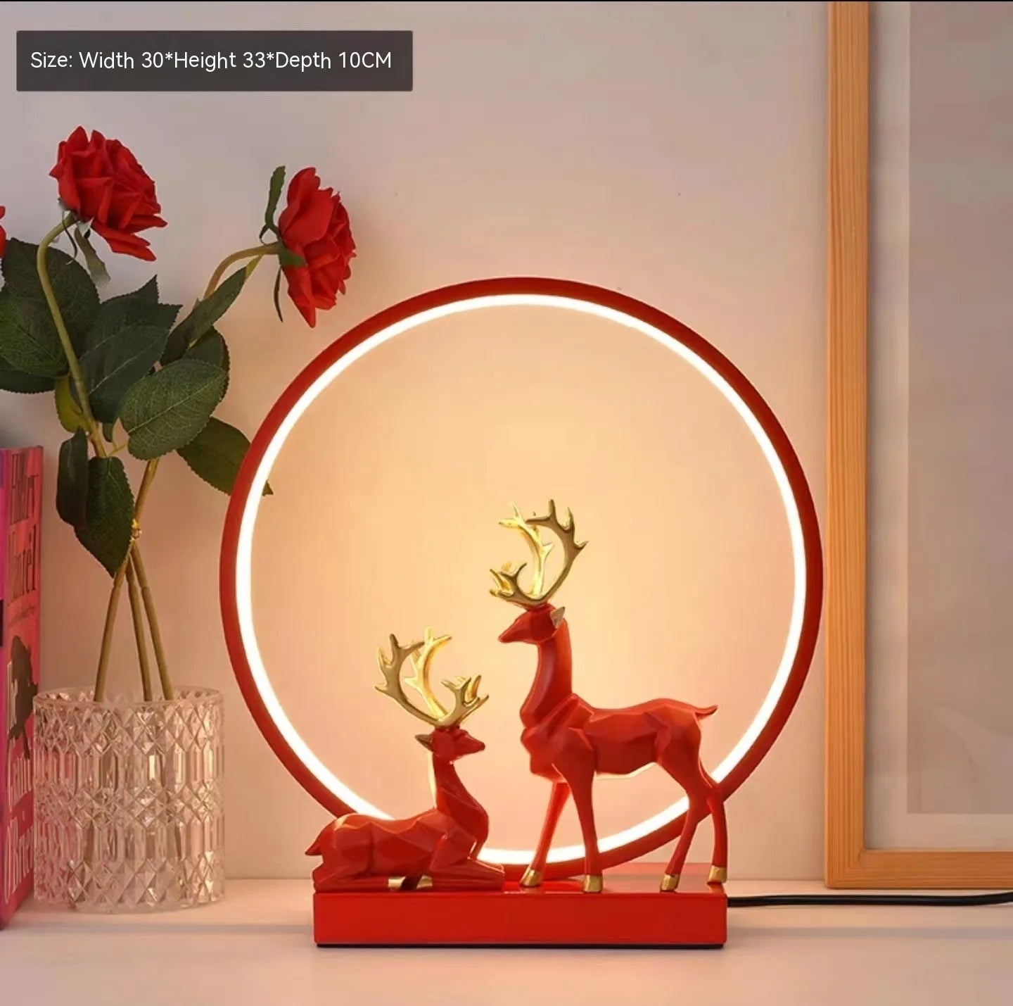 Bride dowry lamp in modern simplicity style available in noble gold or white colours with choice of button or remote control switch