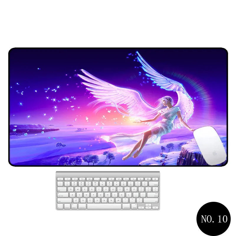 Angel pattern large non-slip mouse pad 300x600mm rubber cloth desk mat with thermal transfer design