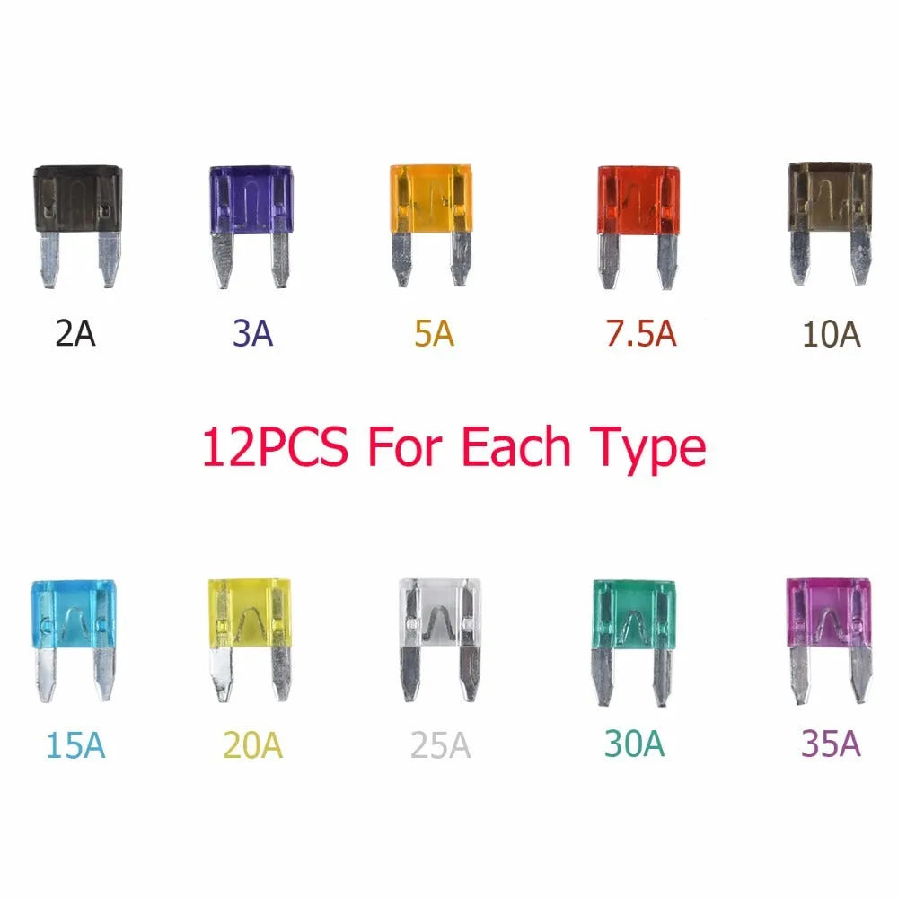 120pcs small car fuse kit insert-type blade fuses for automotive 24V systems
