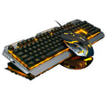 Wired gaming keyboard and mouse set with USB connection and backlight support in tricolour rainbow option