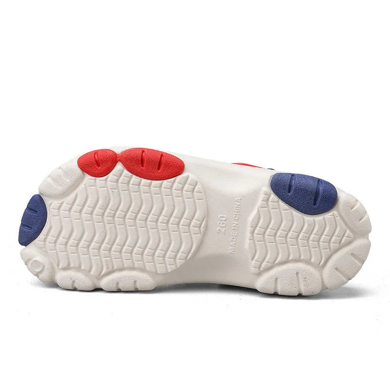 Men's closed toe height-increasing EVA slippers in black with thick bottom and 5 cm heel