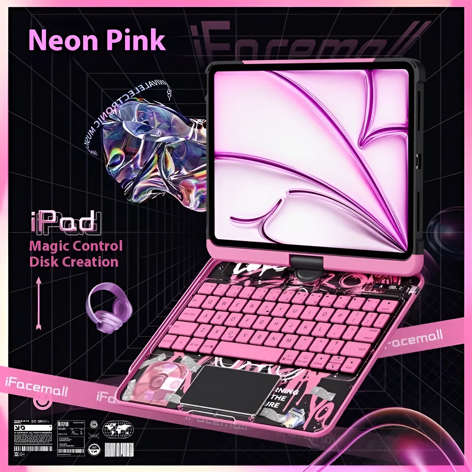 Miaocontrol protective case for 13-inch iPad Pro in blue, pink, and purple colours.