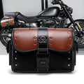 PU leather motorcycle front bag with colour contrast patchwork design, model FBG397BK.