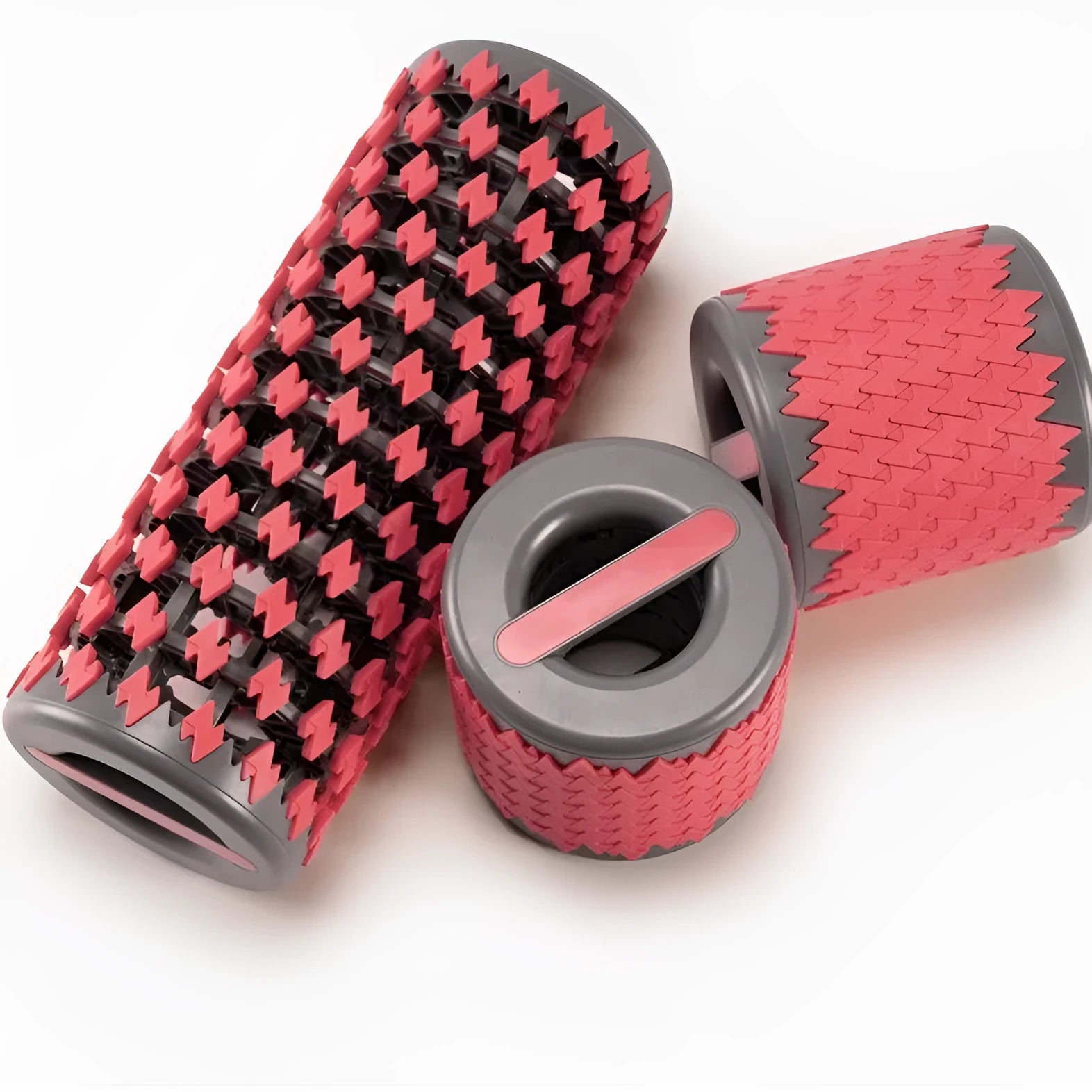 Adjustable telescopic foam roller extended to 45cm length in red colour