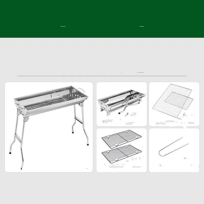 Large stainless steel folding barbecue oven with 73cm wide grill for outdoor cooking