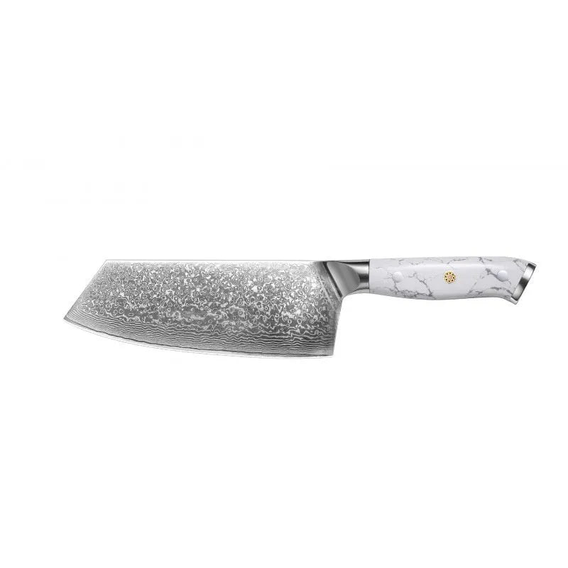 Damascus steel chef's knife with 21cm VG10 blade and 11cm handle measuring 32cm total length