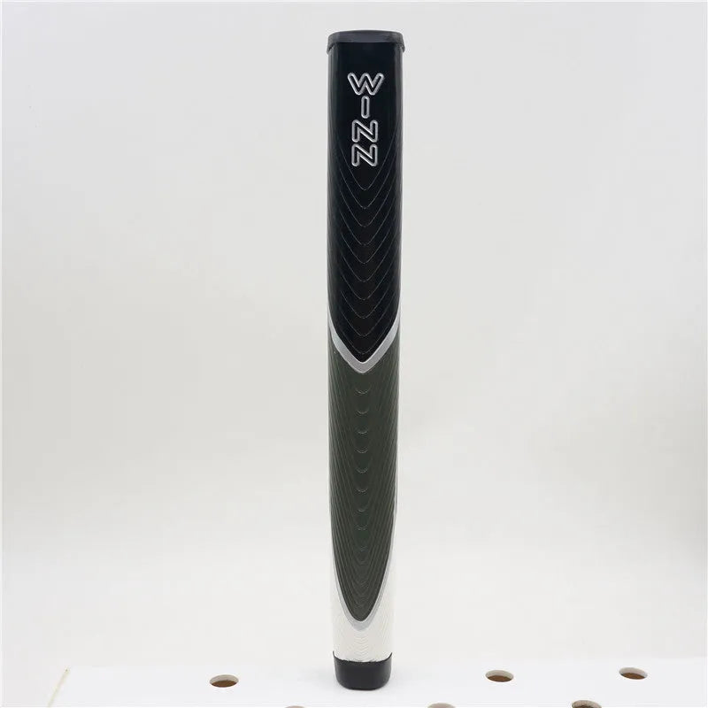 Set of four putting golf club grips in black, blue, grey, and red with 270mm length and rubber PU construction