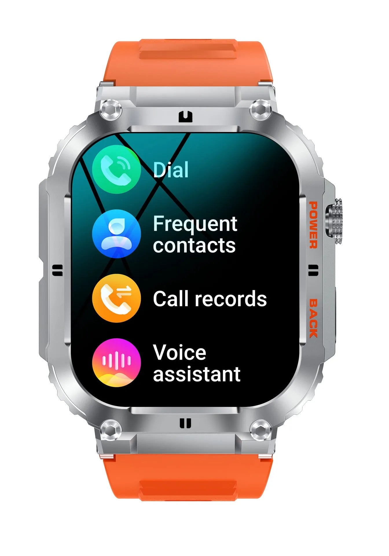 K57PRO Bluetooth Smartwatch in Black showing TFT screen with touch button interface