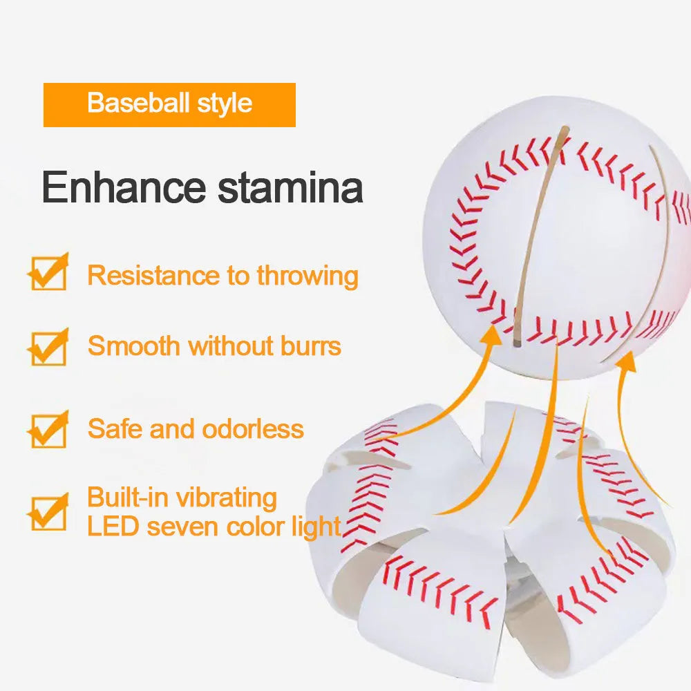 9cm diameter plastic pet ball that transforms into flying disc, shown in multiple colour options