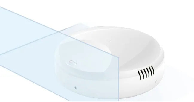 Smart vacuum cleaner charging version in black on a wooden floor with automatic obstacle sensing