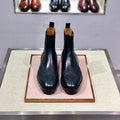 Leather high top business casual shoes in black with cowhide upper and leather sole