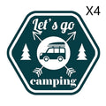 Camping funny car sticker with camping pattern, made from PVC, measuring 14x12.7cm, suitable for car, motorcycle, and refrigerator