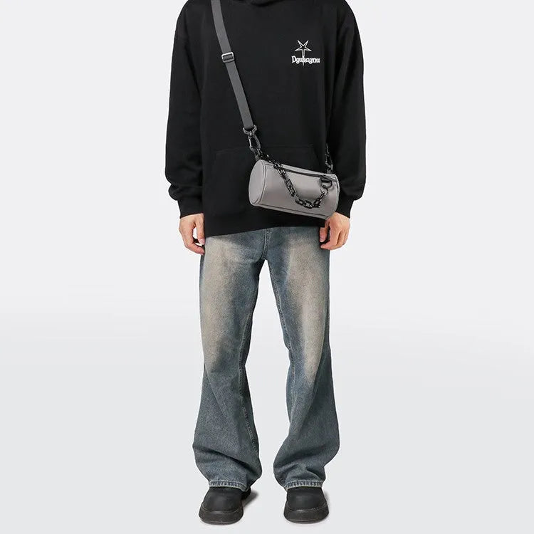 Waterproof Oxford cloth messenger bag with chain detail in urban simplicity style