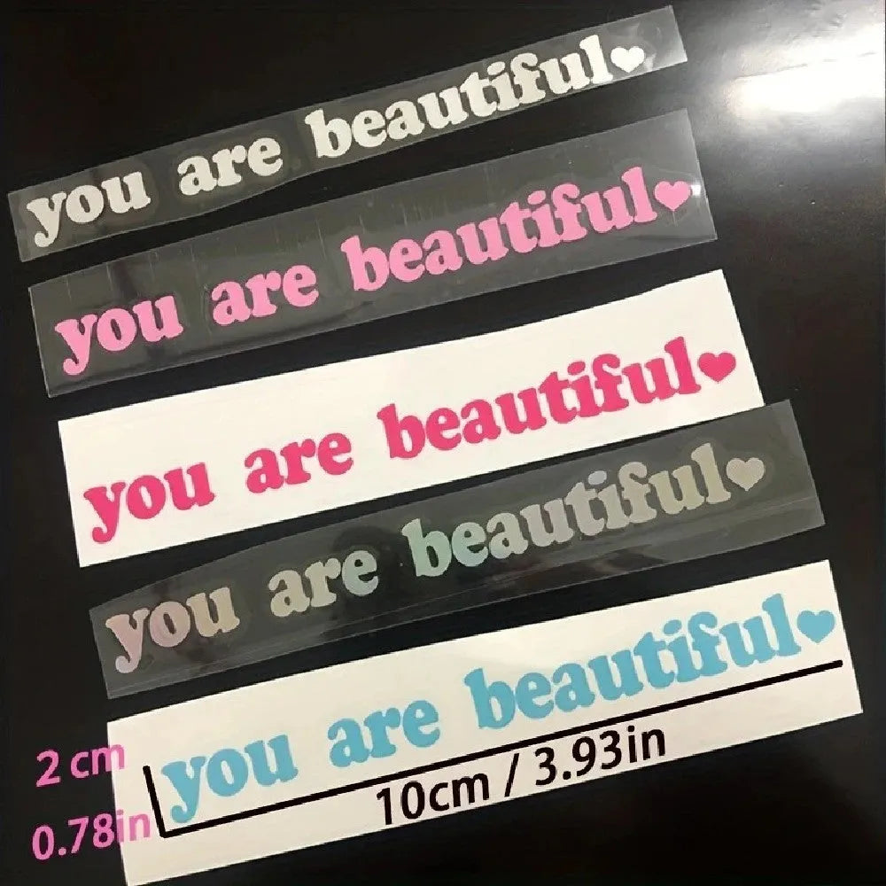 You Are Beautiful PVC vinyl sport sticker in multiple colours for water bottles