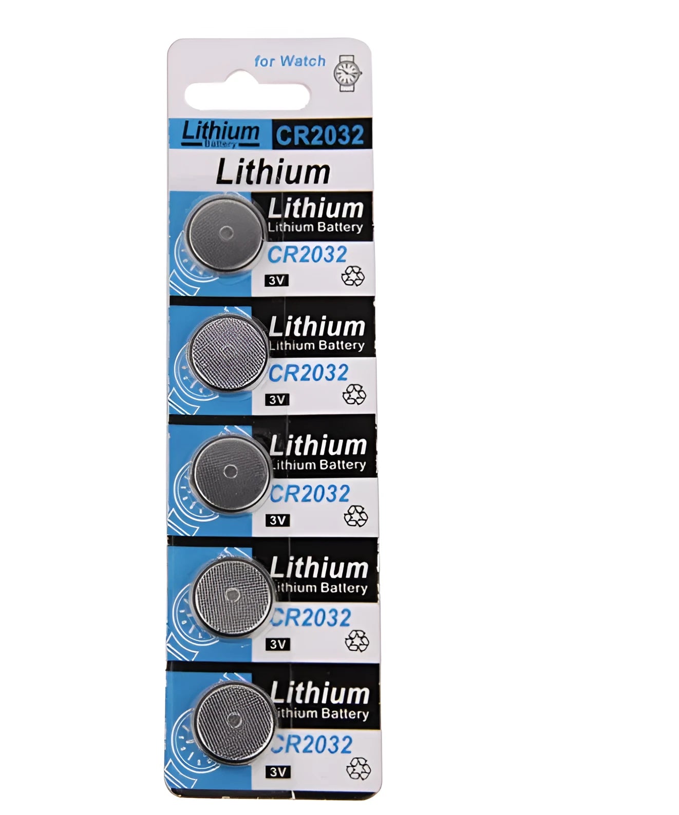 CR2032 3 volt lithium button battery cell with steel casing, 20mm diameter.