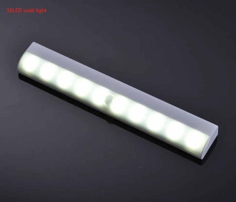 USB rechargeable magnetic LED closet light with motion sensor on a metal surface.