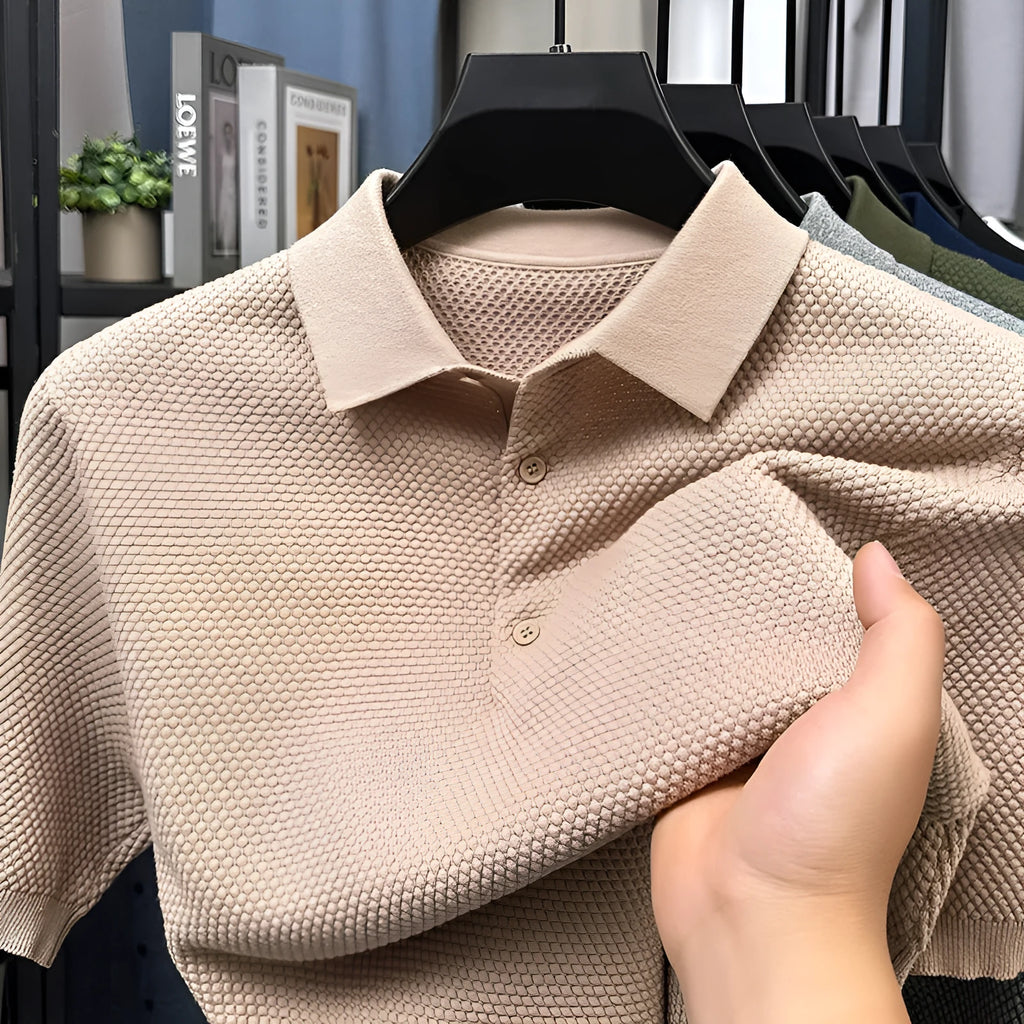 Loose fit short sleeve cotton sweater in a choice of six colours on a hanger.