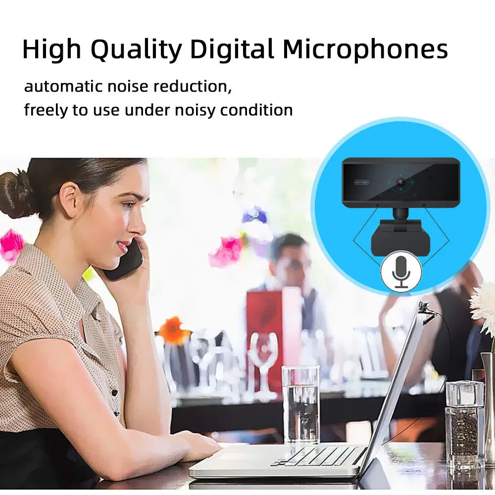 Black 5MP autofocus desktop webcam with 1.7m cable