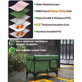 Green foldable cloth cat cage shown in three sizes S, M, L for outdoor delivery rooms or pet bedding.