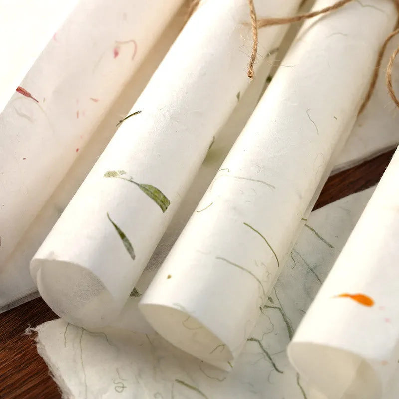 Traditional Chinese painting paper set with floral patterns in four colour variations