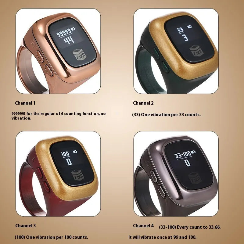 Electronic counter with display screen showing digital numbers, available in black, space gray, rose gold, silver, wine red, and green colours