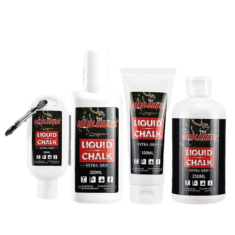 Hook bottle of magnesium carbonate anti-slip powder for rock climbing and sports.