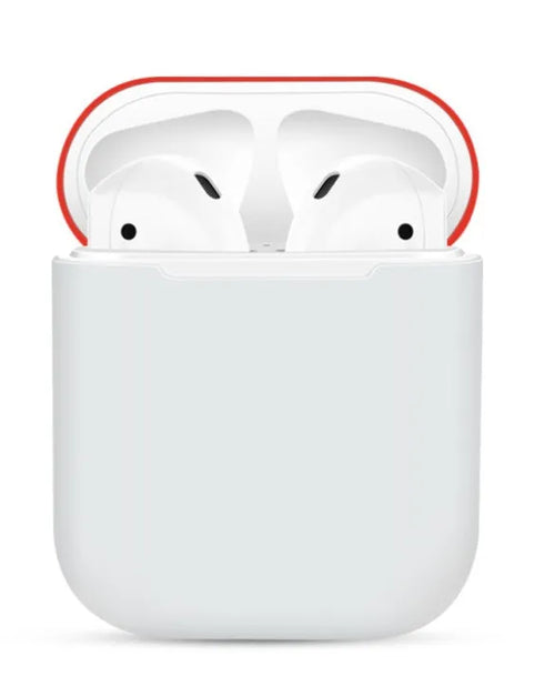 Silicone protective sleeve for AirPods charging case in split design showing colour options