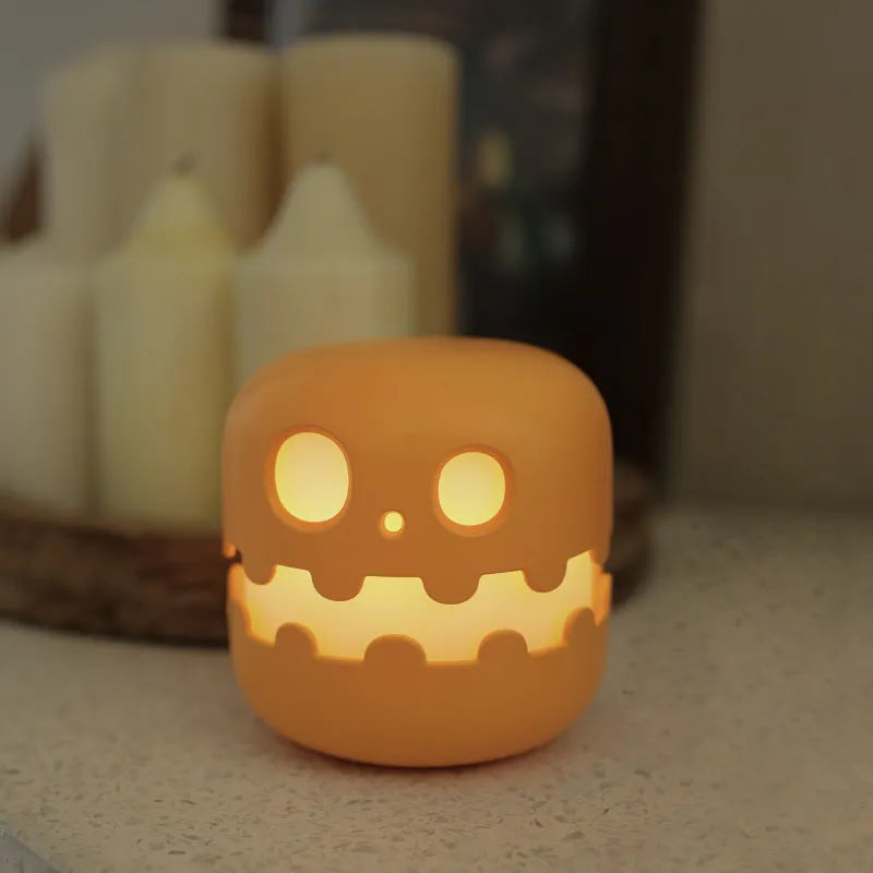 Silicone Halloween pumpkin lamp with soft LED glow