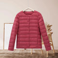 Women's lightweight cotton-padded jacket loose fit solid colour long sleeve autumn winter beige polyester