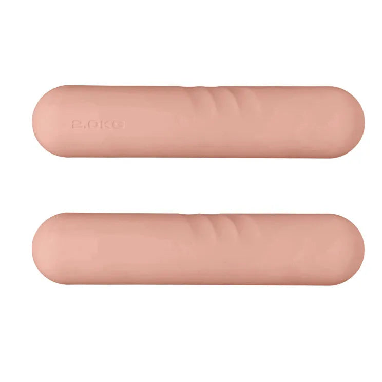 Silicone-edged hand-drawn cast iron dumbbell stick in various colours and weight options.