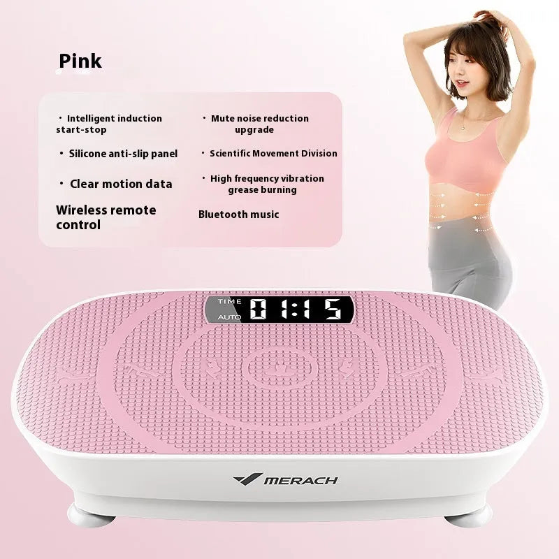 Grey smart power plate board with Bluetooth connectivity showing control panel and compact 58cm design for home fitness