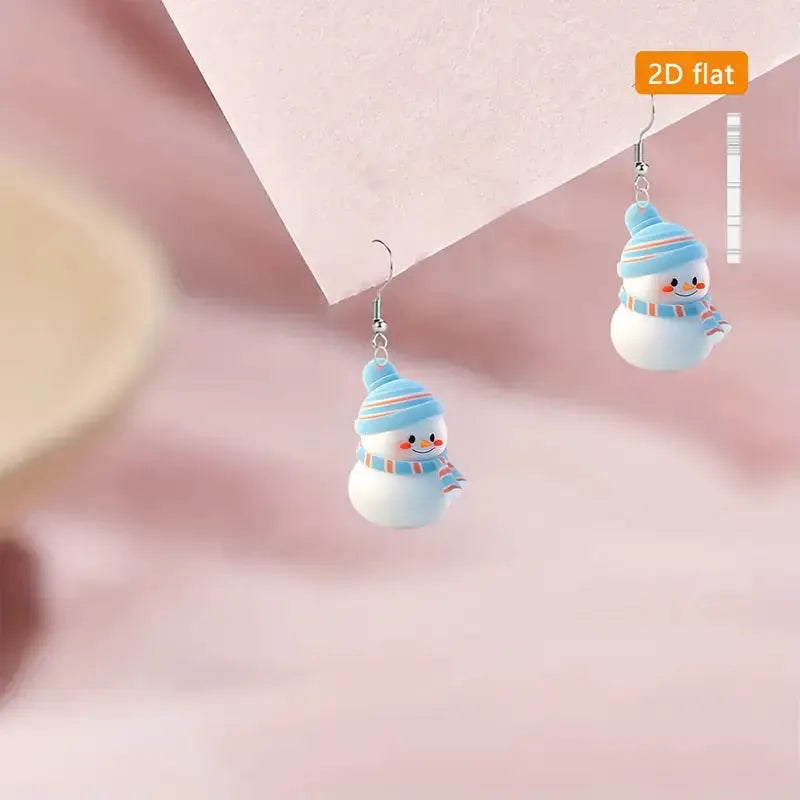 Handmade cute cartoon Christmas snowman acrylic earrings for women, festive holiday accessory
