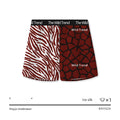 Leopard print men's casual woven shorts on a mid-waist, showing the quick-dry ice silk fabric texture.