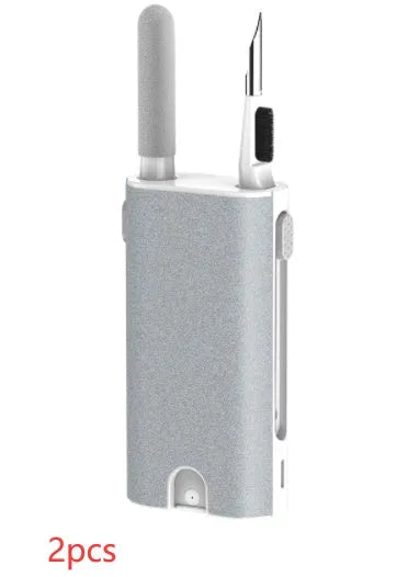 5-in-1 screen and earphone cleaning kit with integrated brush, sponge and metal tip tools