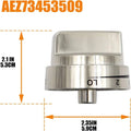 Silver metal oven stove knob with 5.3cm diameter
