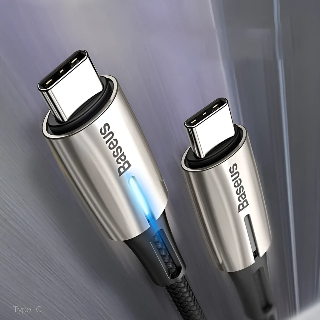 Purple and red USB-C to USB-C data cable with PD 60W fast charging support