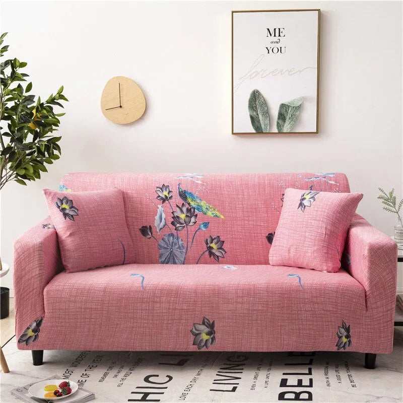 Elastic all-inclusive polyester sofa cover with striped pattern in modern simple style