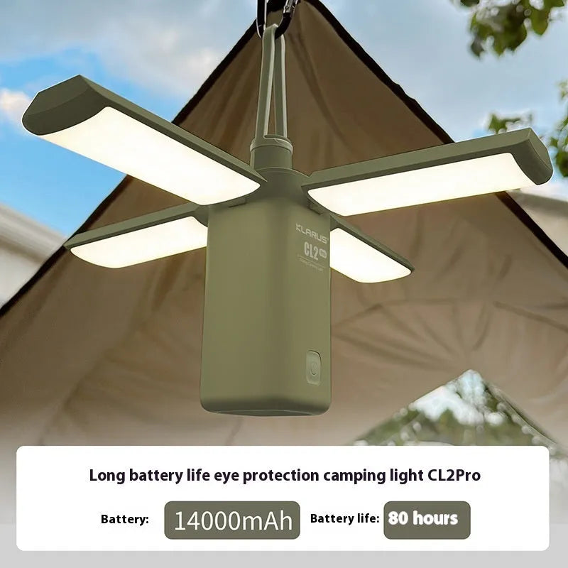 Outdoor campsite LED lamp with rechargeable battery in green and white colour options