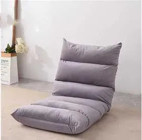 Adjustable lazy sofa floor chair with fabric cover and high elastic sponge filling in beige