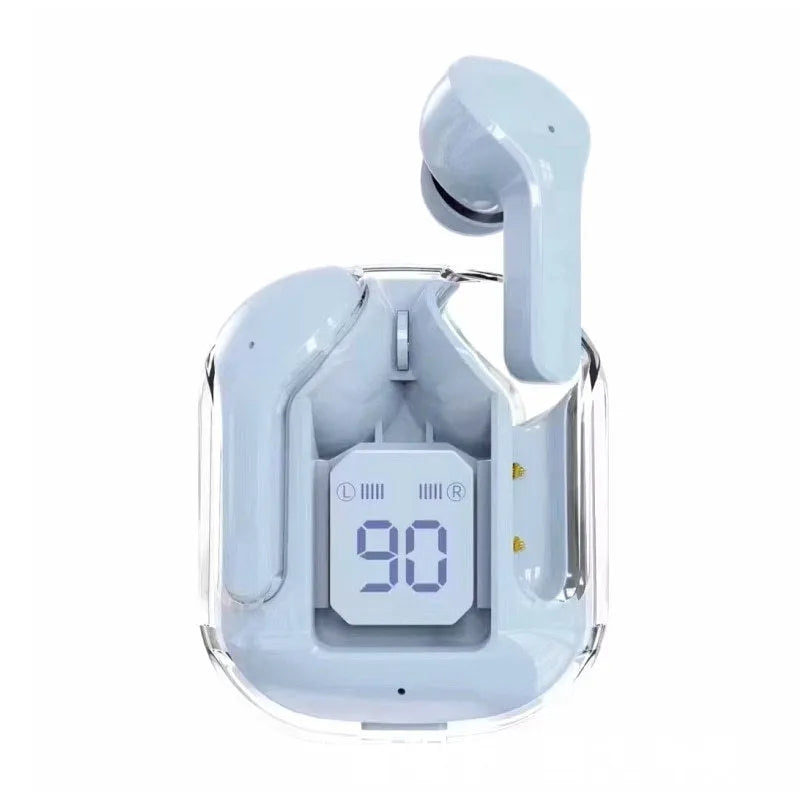 Transparent case space capsule style true wireless Bluetooth headset in multiple colour options
